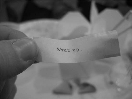 shut up copy